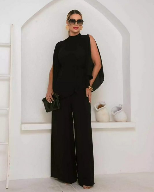 Conjunto Blusa Gola Alta e Calça Ref. 048944 - PRETO