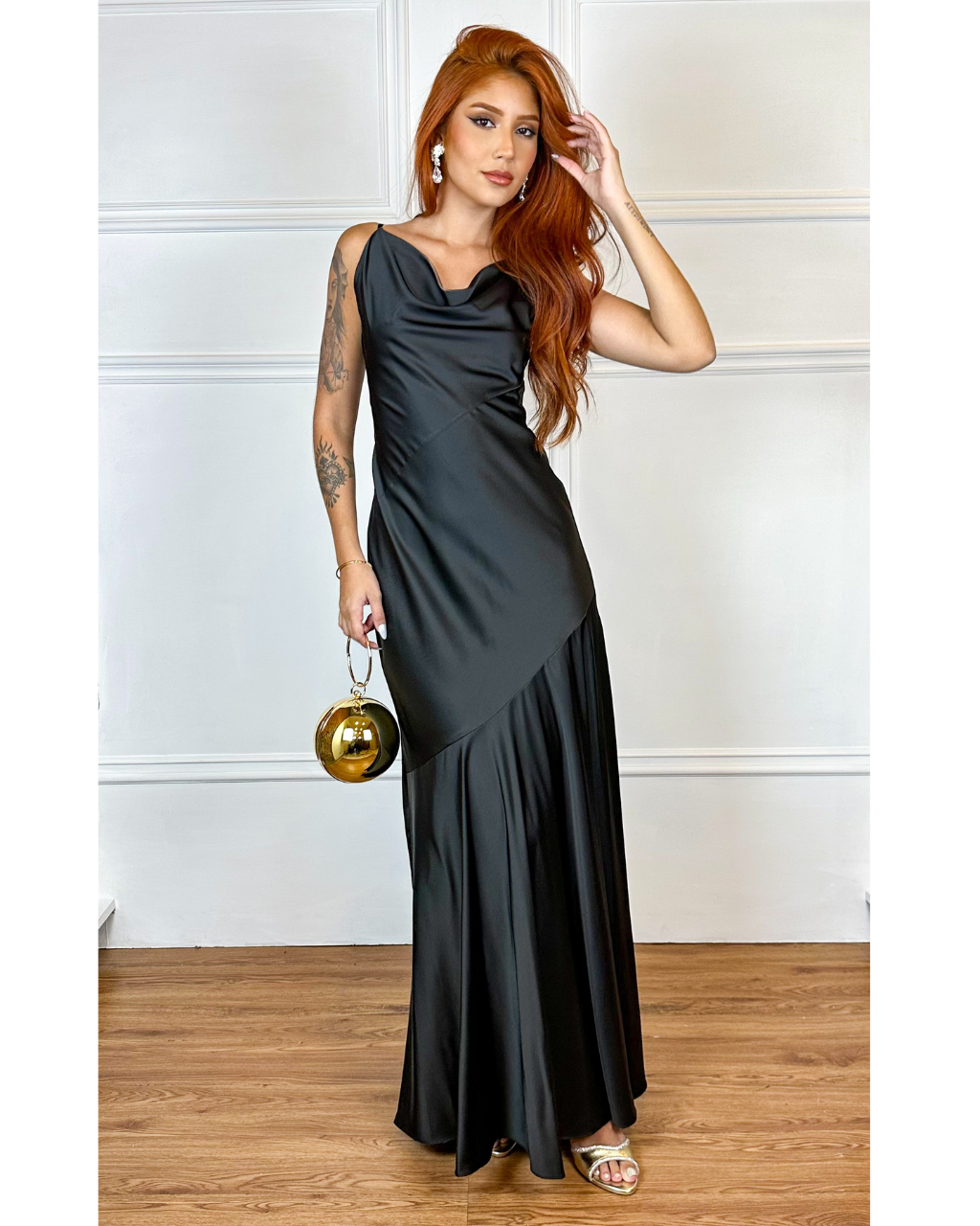 Vestido Cetim Ref. 048139 - PRETO