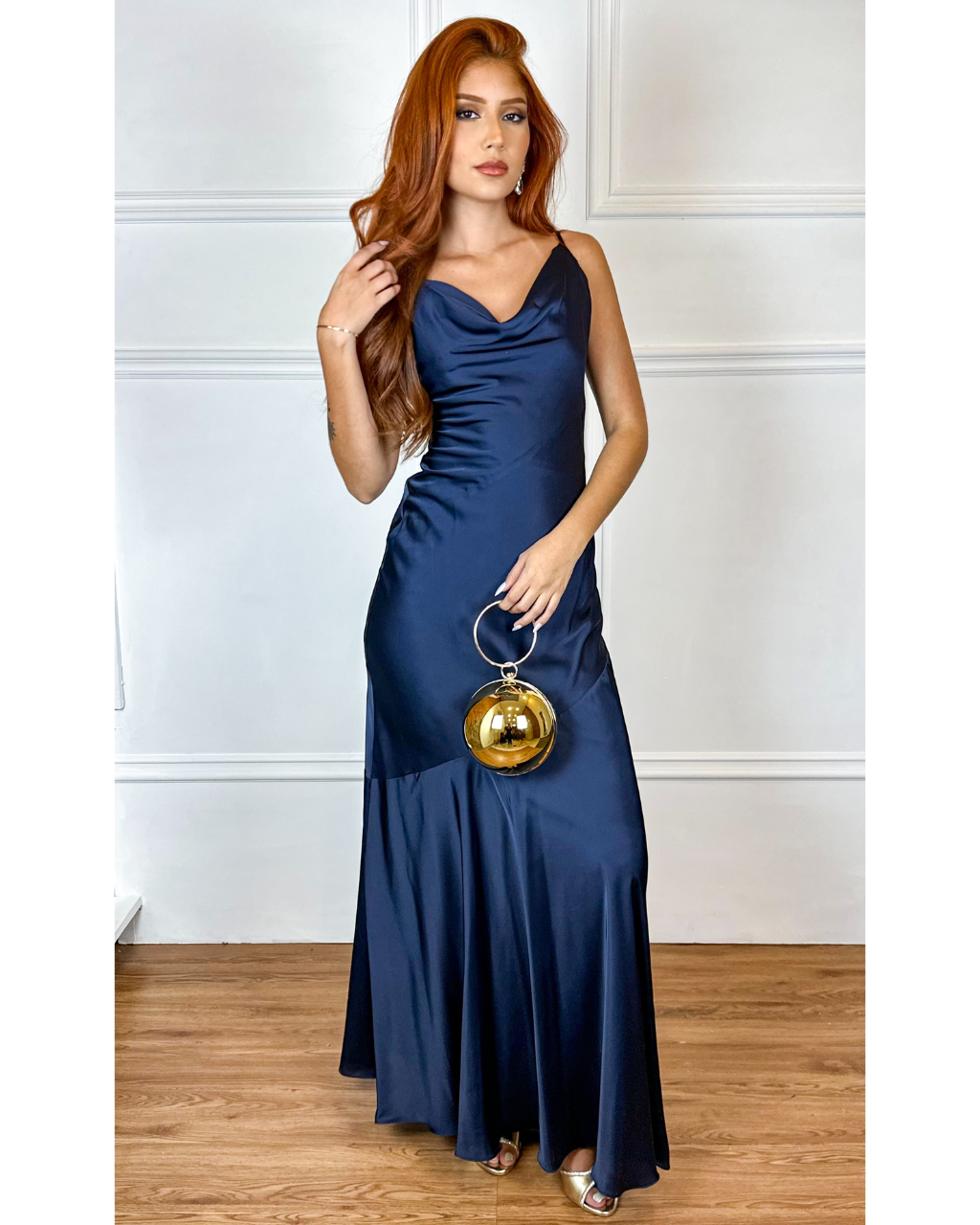 Vestido Cetim Ref. 048139 - MARINHO