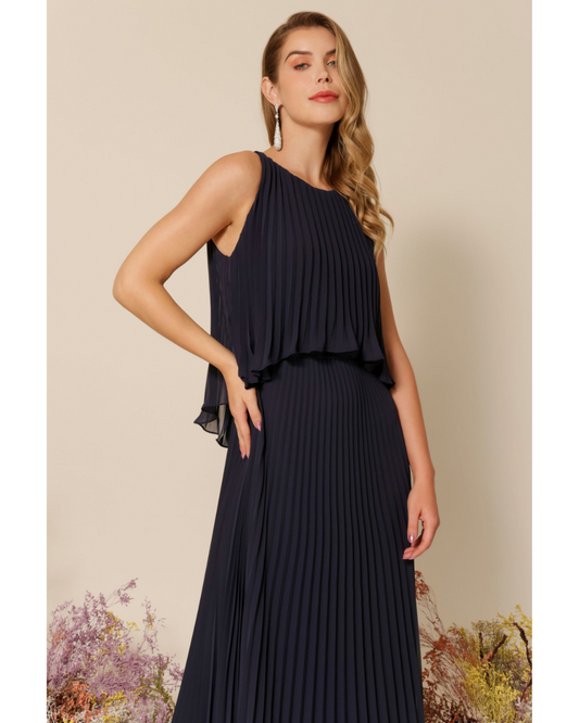 Vestido Longo Crepe Ref. 045504 - MARINHO