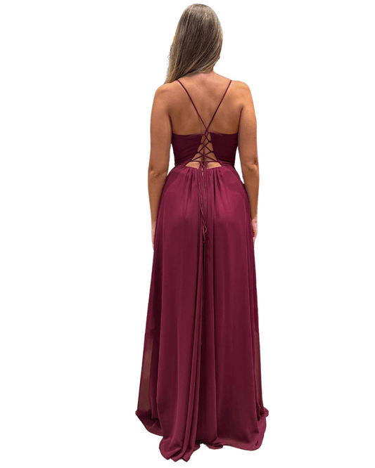 Vestido Longo Crepe Ref 044390 - FUCSIA