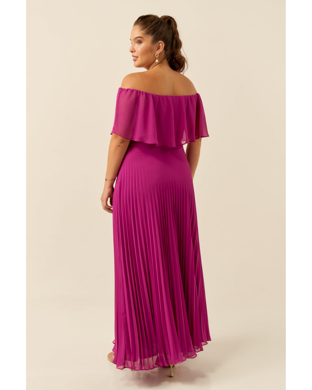 Vestido Longo Crepe Ref. 045798 - FUCSIA