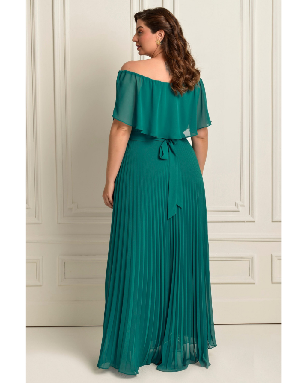 Vestido Longo Crepe Ref. 045798 - VERDE ESMERALDA