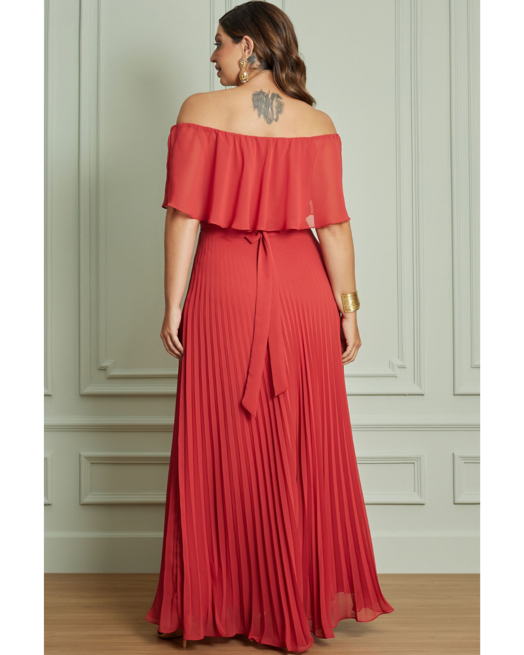 Vestido Longo Crepe Ref. 045798 - TERRACOTA