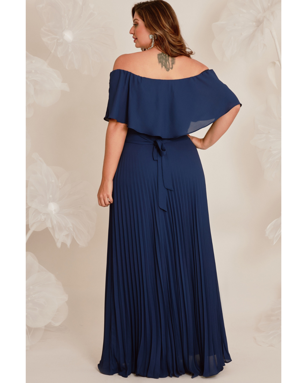 Vestido Longo Crepe Ref. 045798 - MARINHO