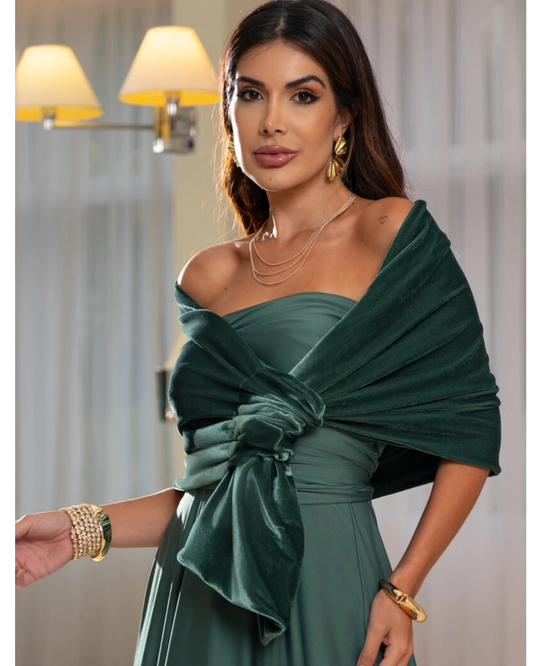 Estola de Veludo Ref. 040609 - VERDE ESMERALDA