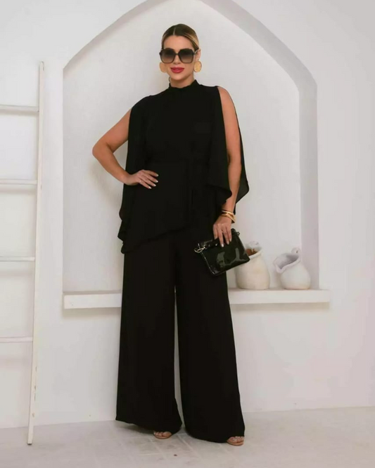 Conjunto Blusa Gola Alta e Calça Ref. 048944 - PRETO