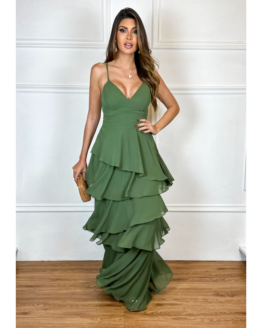Vestido Longo Ref. 048953 - VERDE OLIVA
