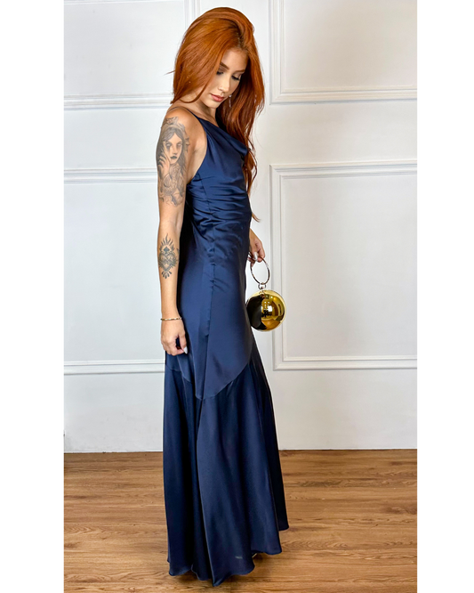 Vestido Cetim Ref. 048139 - MARINHO