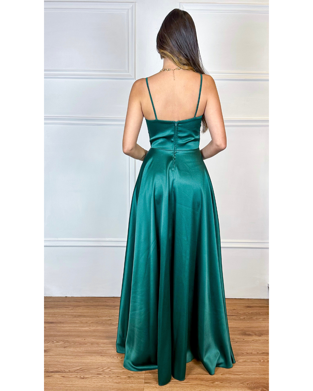 Vestido Cetim Ref. 048941 - VERDE ESMERALDA