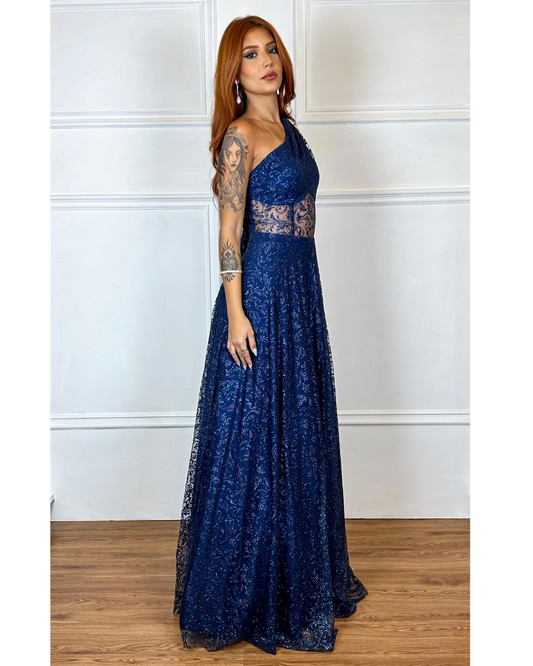 Vestido Tule Glitter Ref. 048942 - MARINHO