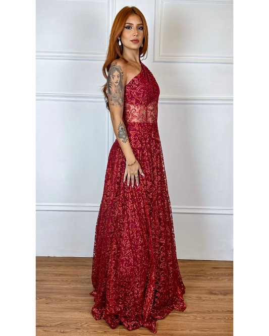 Vestido Tule Glitter Ref. 048942 - MARSALA