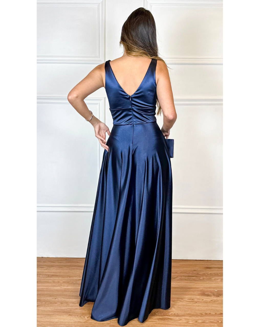 Vestido Cetim Ref. 048943 - MARINHO