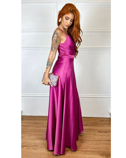 Vestido Cetim Ref. 048945 - FUCSIA