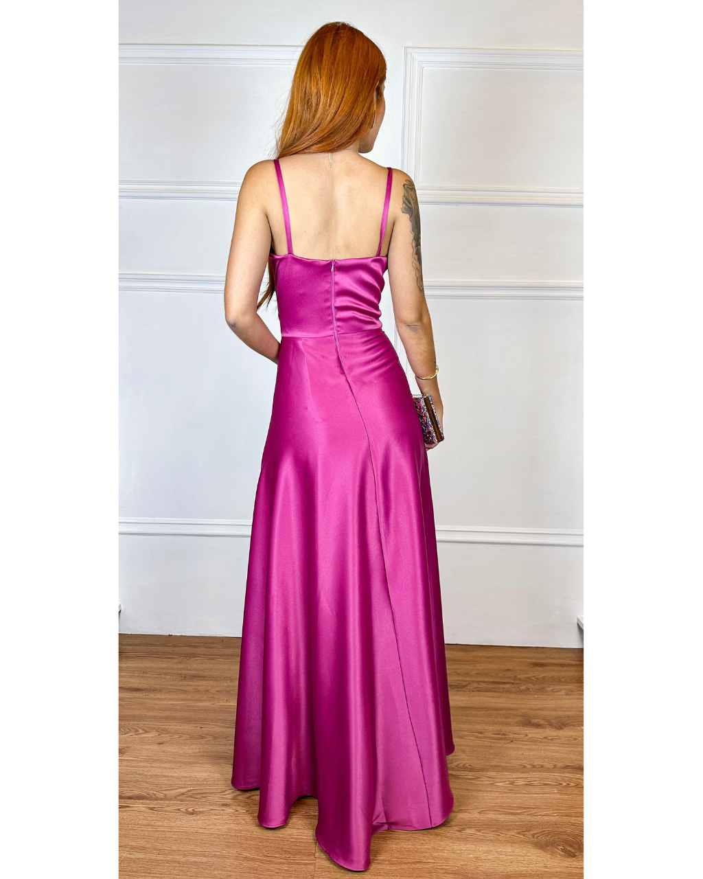 Vestido Cetim Ref. 048945 - FUCSIA