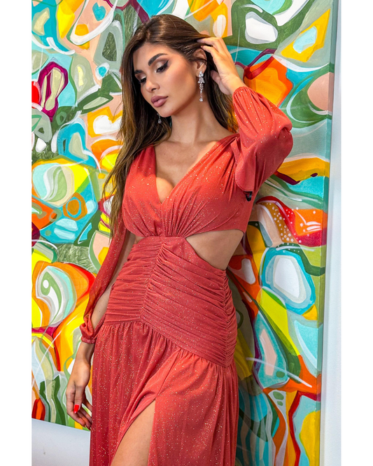 Vestido Longo Ref. 048457 - TERRACOTA