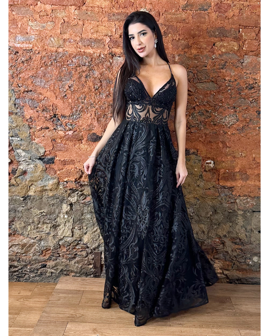 Vestido Guippir Ref. 047799 - PRETO