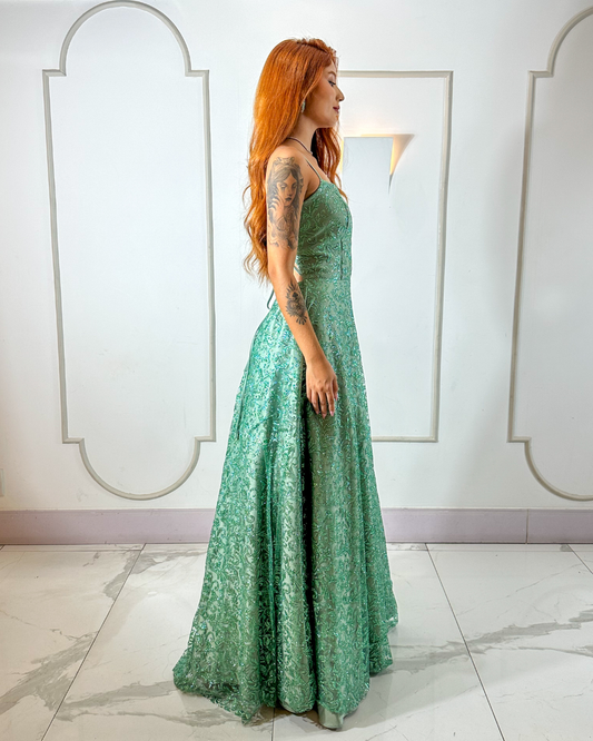 Vestido Tule Glitter Ref. 048997 - VERDE MENTA