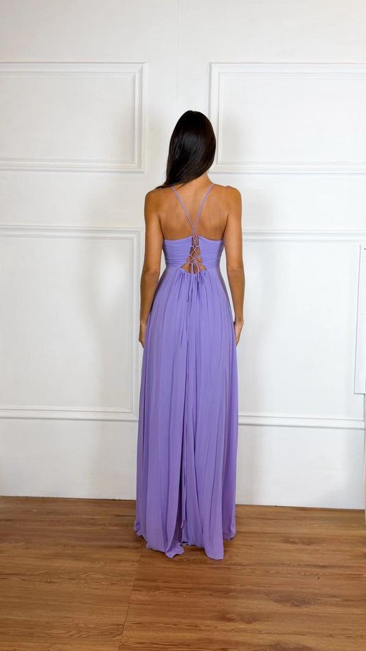 Vestido Longo Crepe Ref 044390 - LILAS