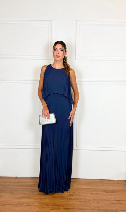 Vestido Longo Crepe Ref. 045504 - MARINHO