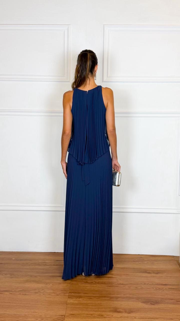 Vestido Longo Crepe Ref. 045504 - MARINHO