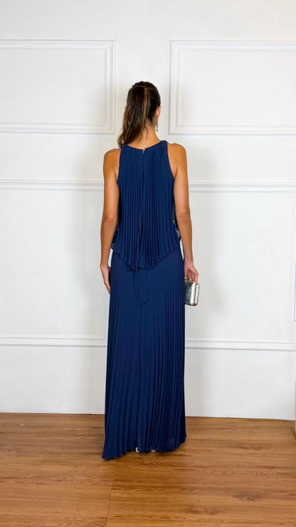 Vestido Longo Crepe Ref. 045504 - MARINHO