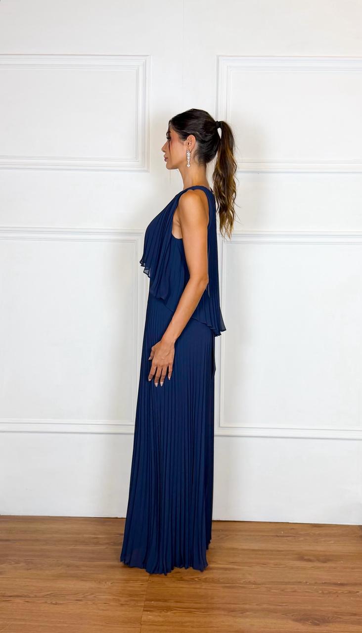 Vestido Longo Crepe Ref. 045504 - MARINHO
