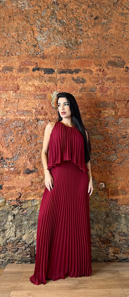 Vestido Longo Crepe Ref. 045504 - MARSALA
