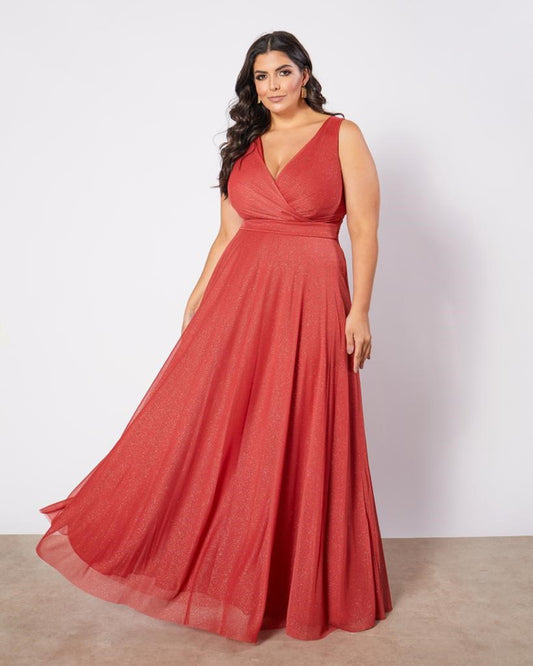 Vestido Longo Lurex Ref. 045920 - TERRACOTA
