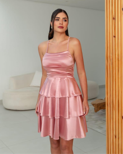 Vestido Cetim Ref. 049063 - ROSE