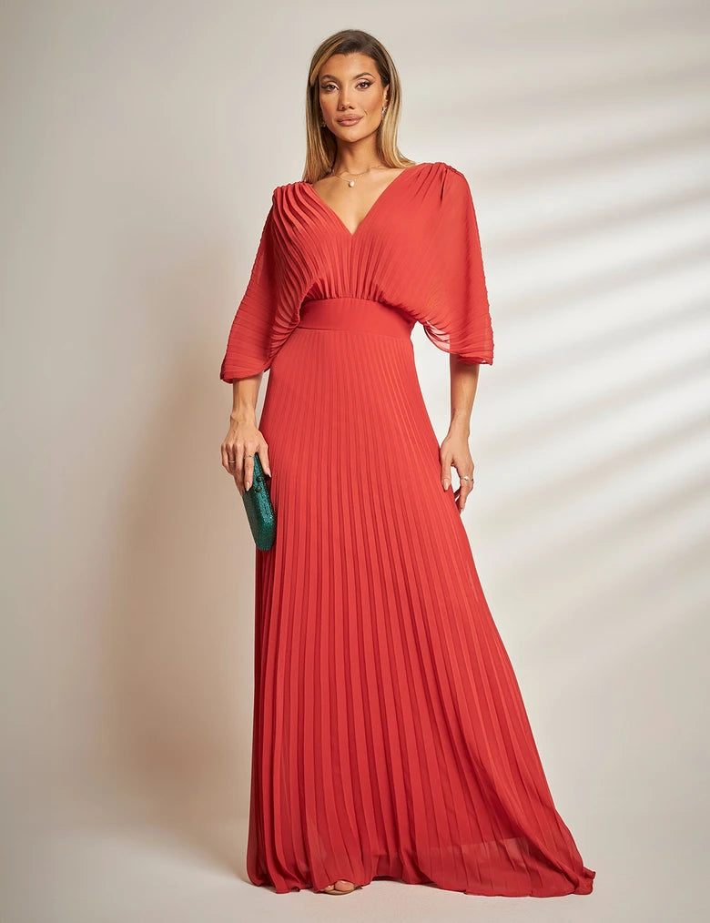 Vestido Plissado Ref. 048793 - TERRACOTA