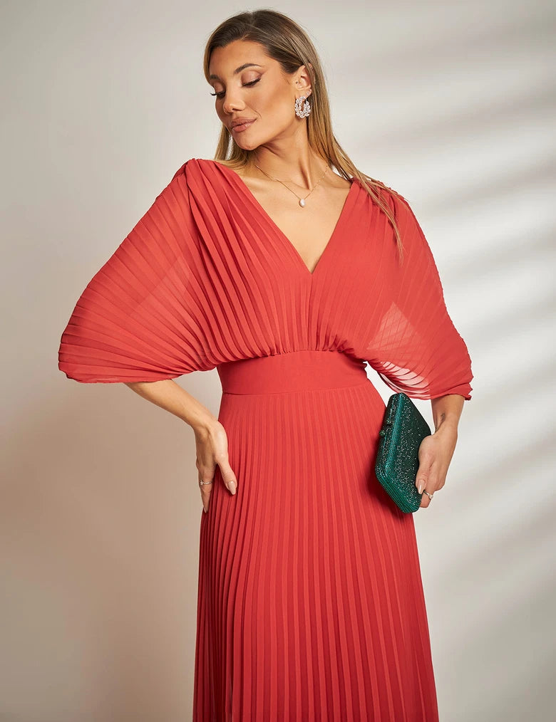 Vestido Plissado Ref. 048793 - TERRACOTA