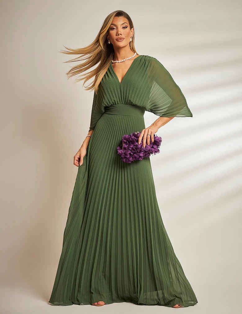 Vestido Plissado Ref. 048793 - VERDE OLIVA