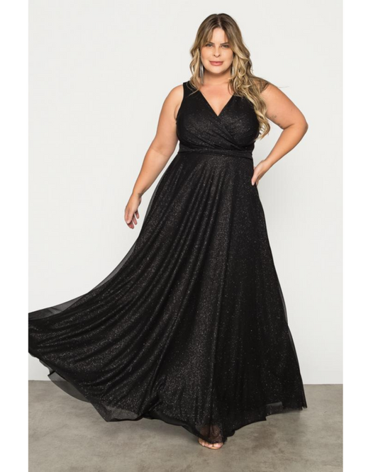 Vestido Longo Lurex Ref. 045920 - PRETO