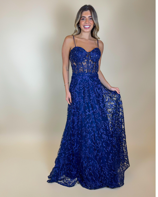 Vestido Guippir Ref. 046949 - MARINHO
