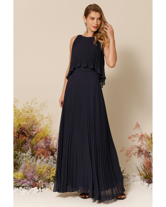 Vestido Longo Crepe Ref. 045504 - MARINHO
