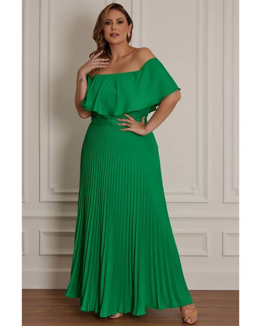 Vestido Longo Crepe Ref. 045798 - VERDE