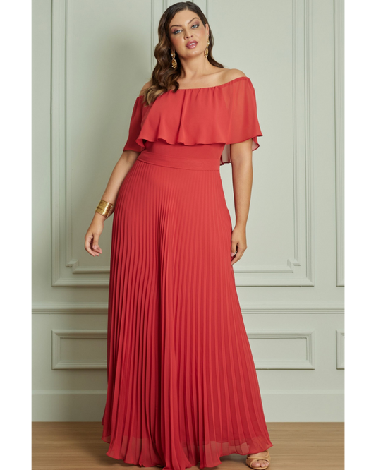 Vestido Longo Crepe Ref. 045798 - TERRACOTA