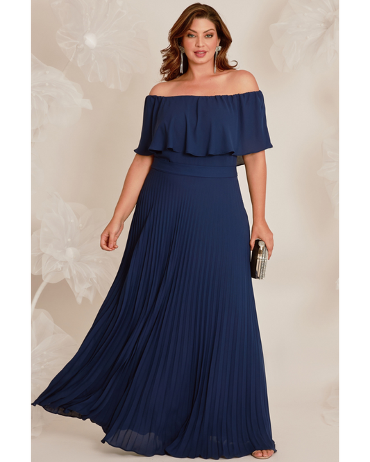 Vestido Longo Crepe Ref. 045798 - MARINHO
