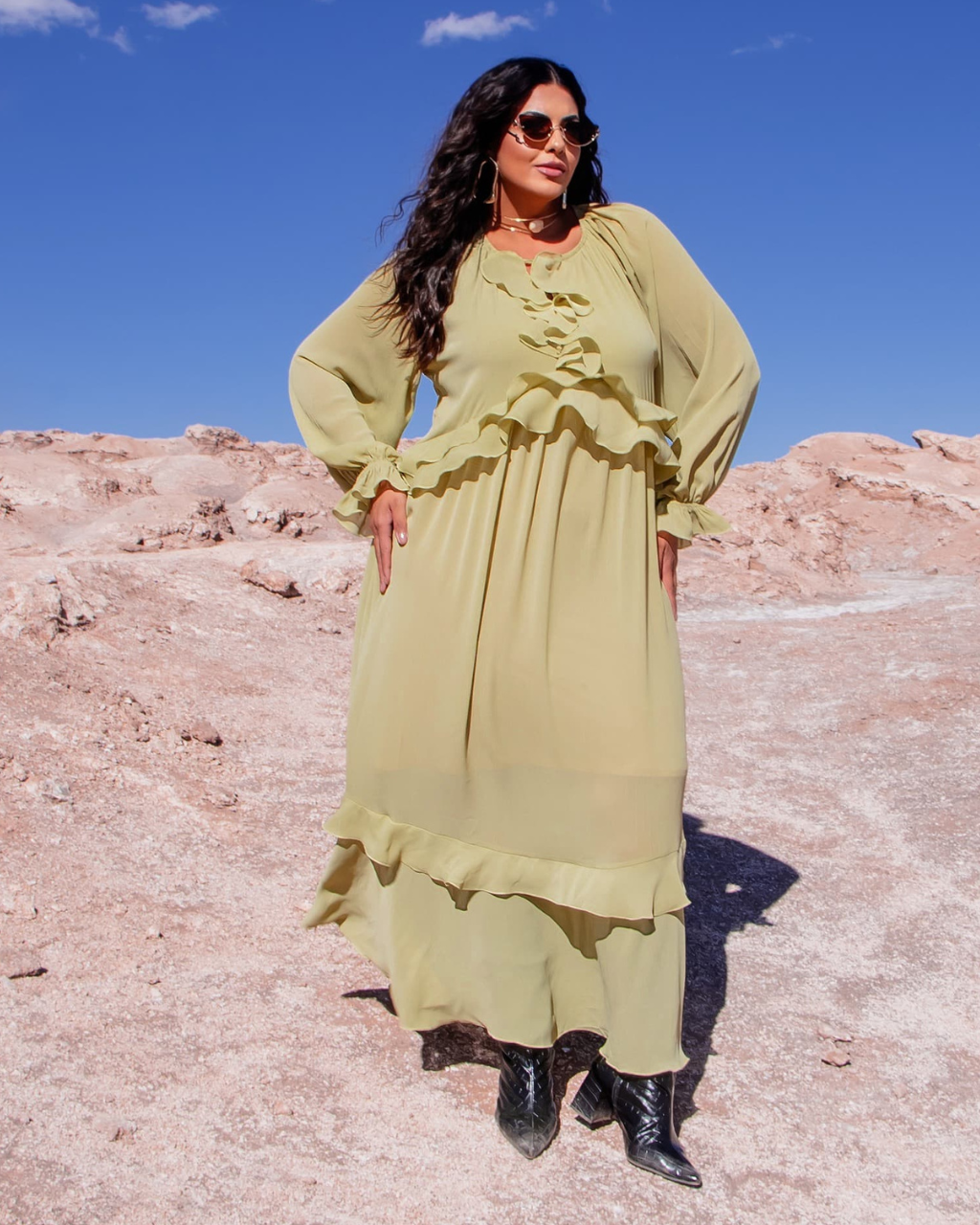 Vestido Boho Ref. 048765 - VERDE OLIVA