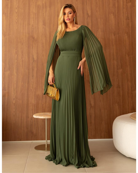 Vestido Plissado Ref. 048846 - VERDE OLIVA
