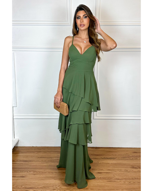 Vestido Longo Ref. 048953 - VERDE OLIVA