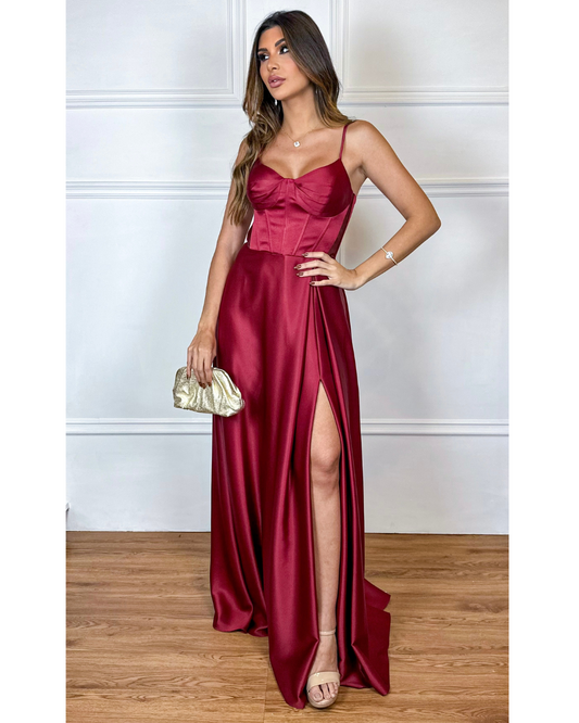 Vestido Cetim Ref. 048941 - MARSALA