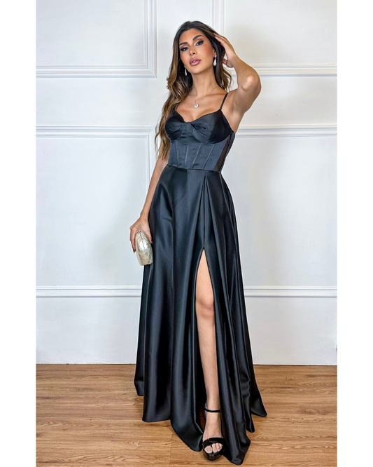 Vestido Cetim Ref. 048941 - PRETO