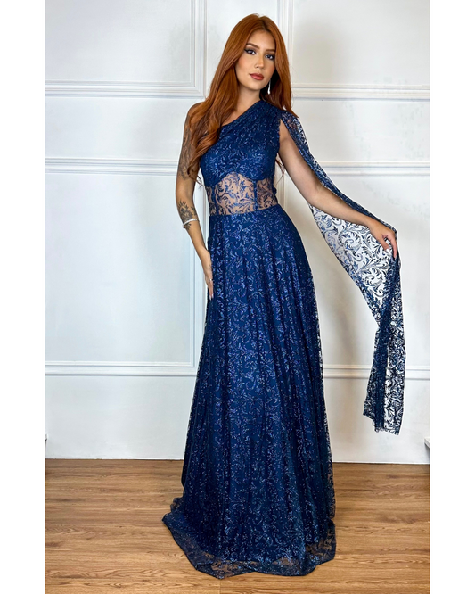 Vestido Tule Glitter Ref. 048942 - MARINHO