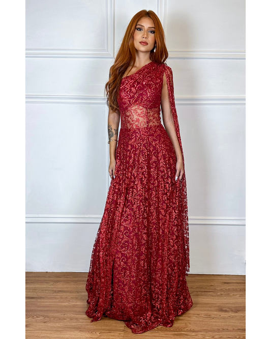 Vestido Tule Glitter Ref. 048942 - MARSALA