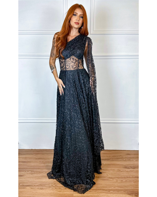 Vestido Tule Glitter Ref. 048942 - PRETO