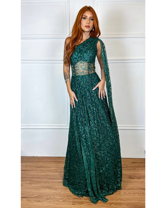 Vestido Tule Glitter Ref. 048942 - VERDE ESMERALDA