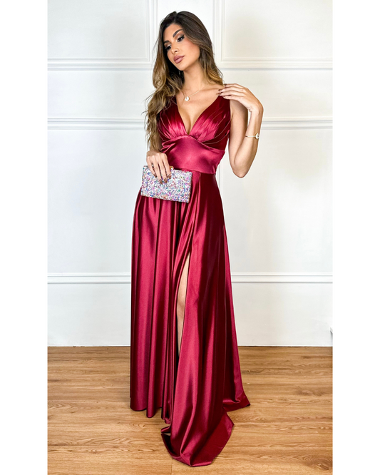 Vestido Cetim Ref. 048943 - MARSALA
