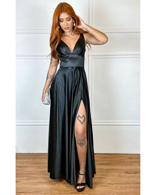 Vestido Cetim Ref. 048943 - PRETO